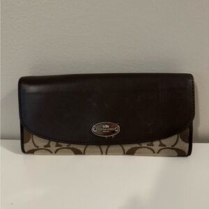 Coach Brown and Tan Monogram Wallet